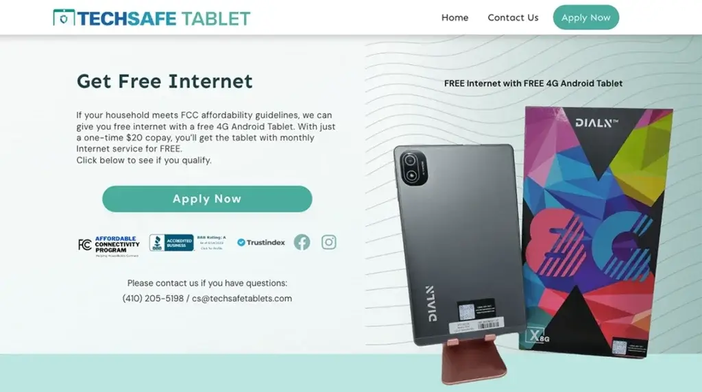 TECHSAFE TABLET homepage header